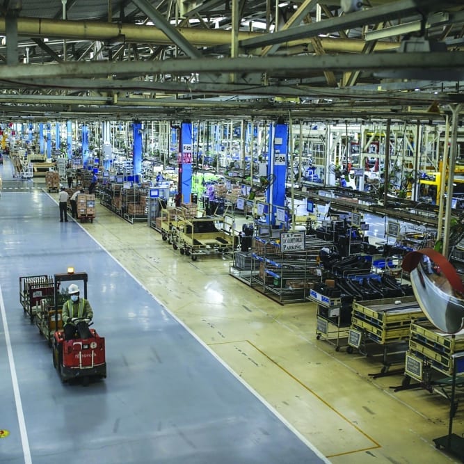 Toyota assembly line — the benchmark for lean manufacturing that Drishti was built to serve