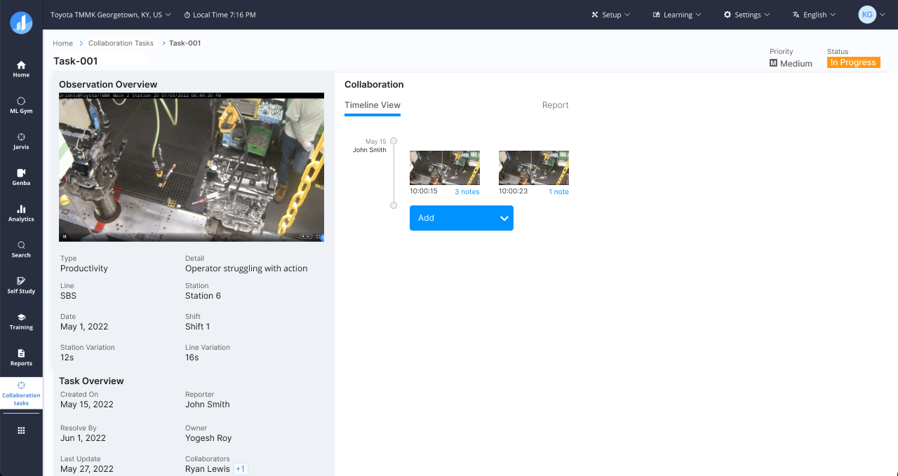 Kaizen detail — evidence, discussion, action