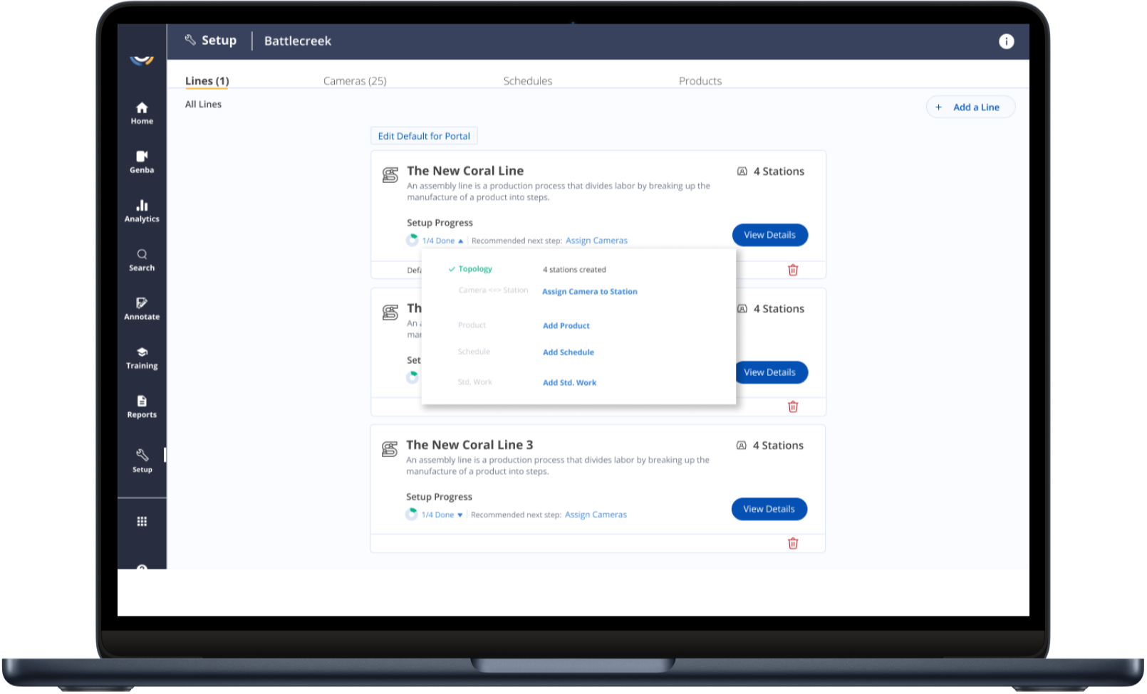 Onboarding flow — end-to-end station setup