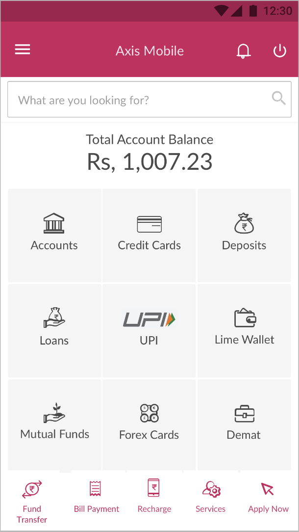 Redesigned home screen
