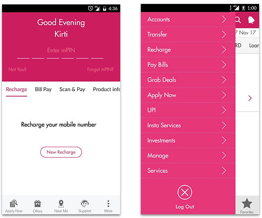 Existing Axis Mobile screens — navigation and layout issues