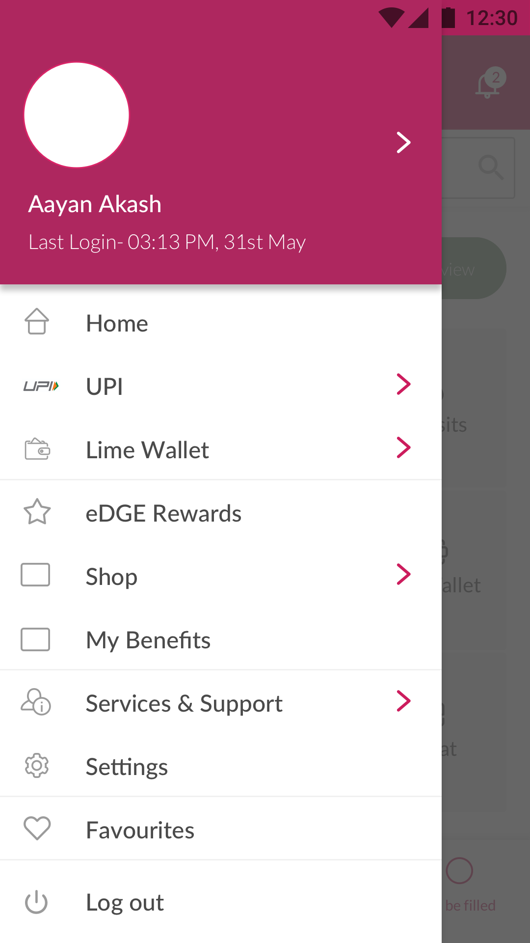 Side menu — reorganised by user intent