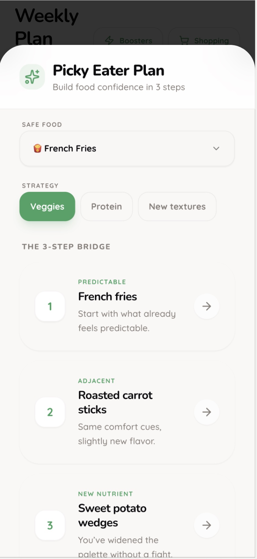 Picky eater tracker — food exposure history