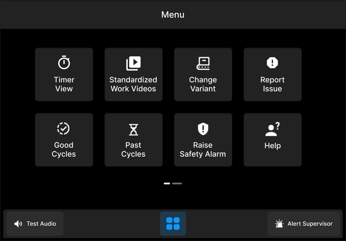 Operator menu — large touch targets